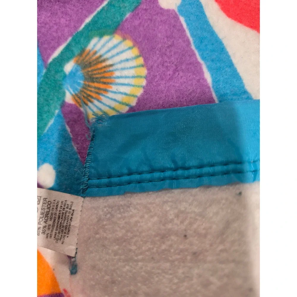 Vintage 90s Springs‎ Industries Reef Fish Plush Blanket San Marcos Style 86x96